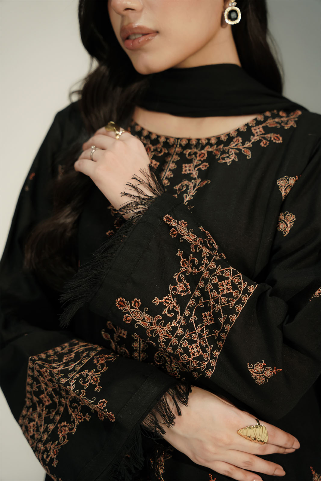 3 Piece Cotton Karandi Embroidered Suit (CS0744)