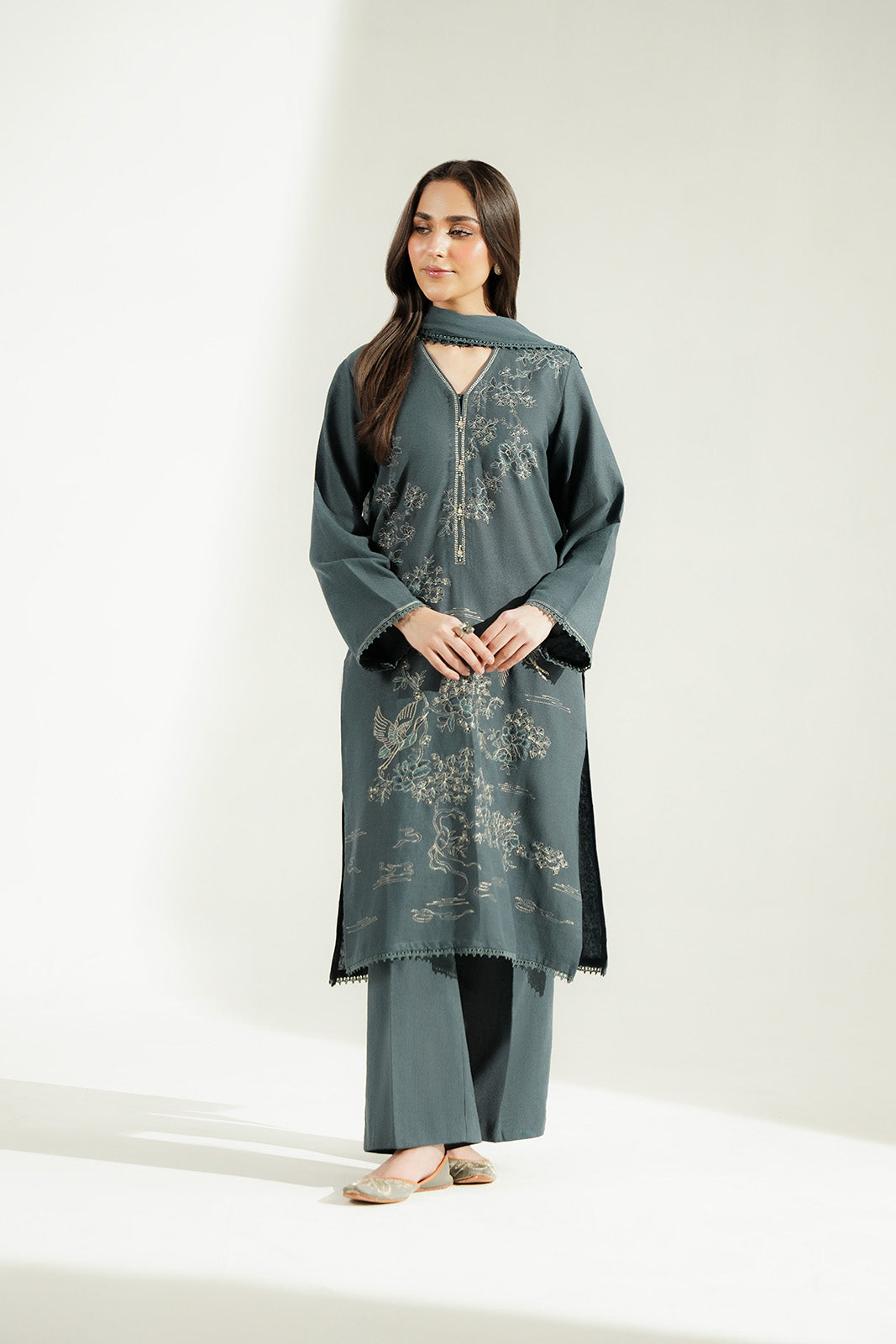 3 Piece Cotton Karandi Embroidered Suit (CS0745)