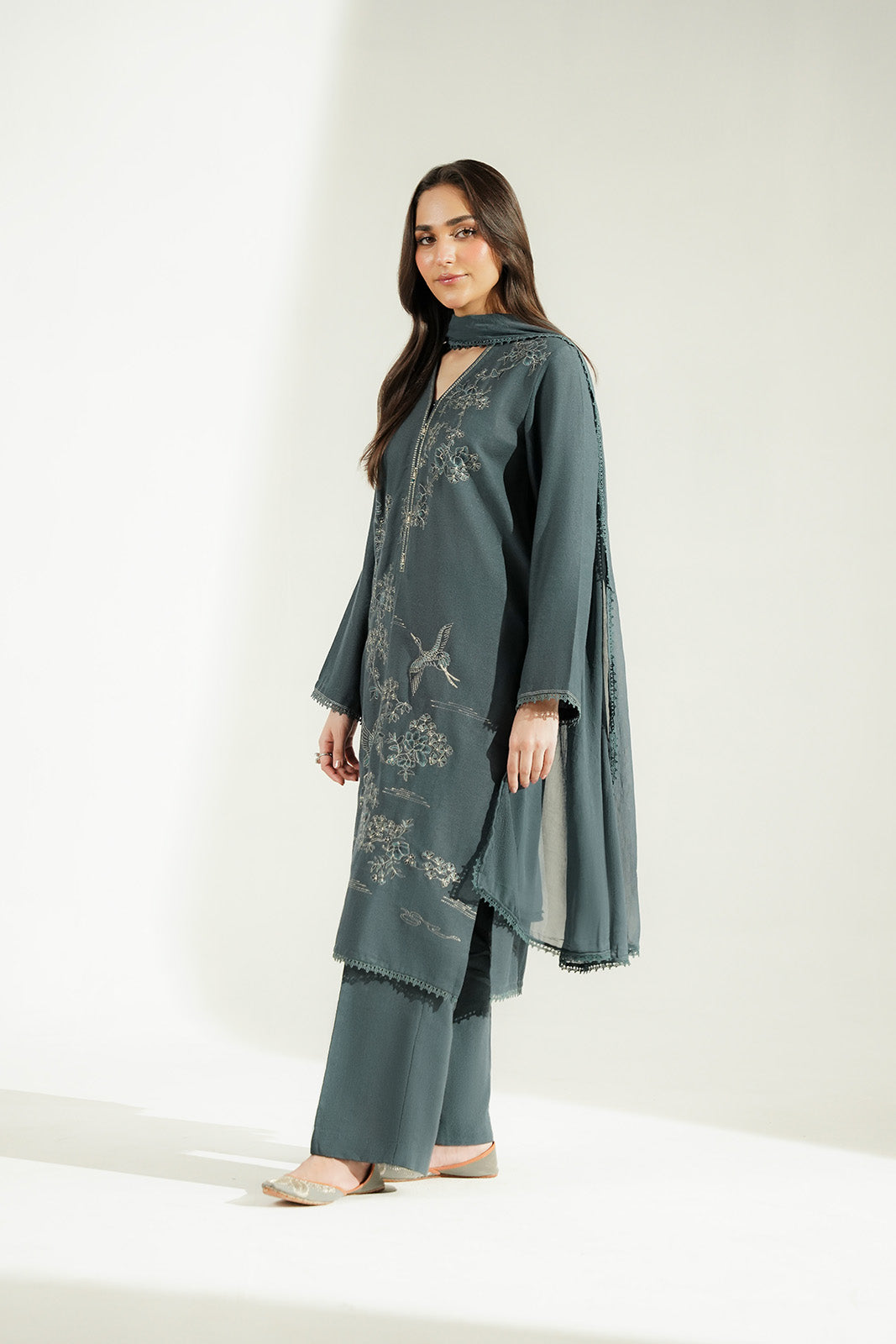 3 Piece Cotton Karandi Embroidered Suit (CS0745)