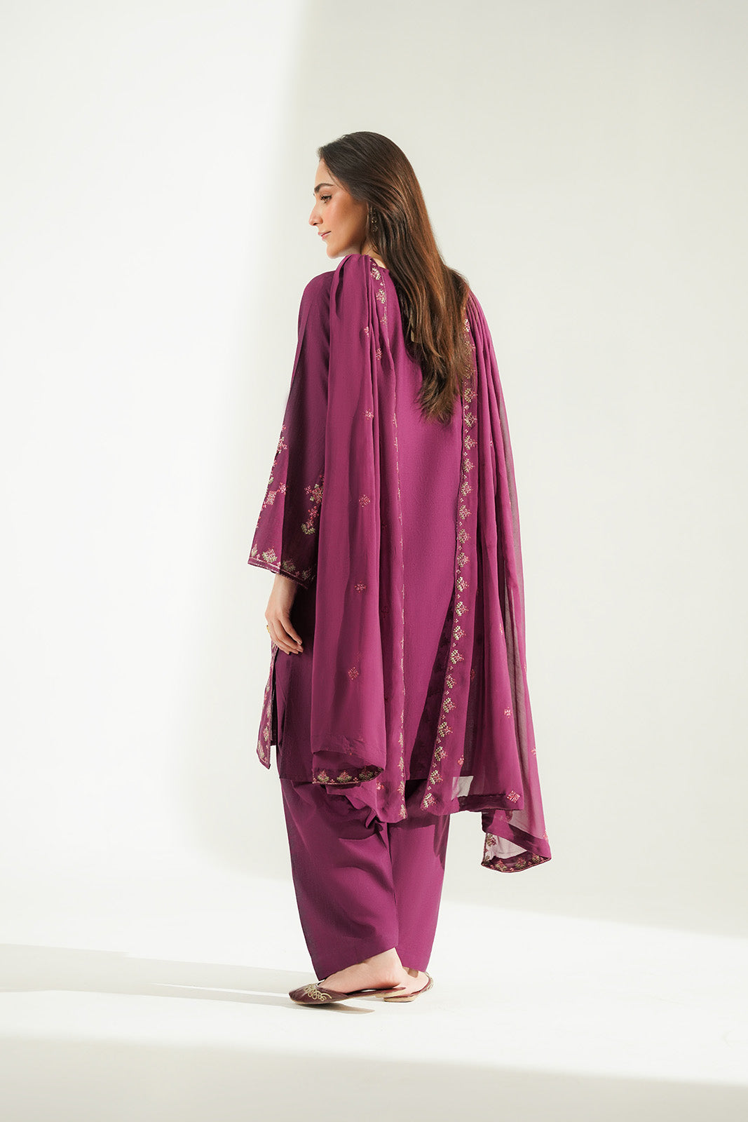 3 Piece Slub Khaddar Embroidered Suit (CS0755)