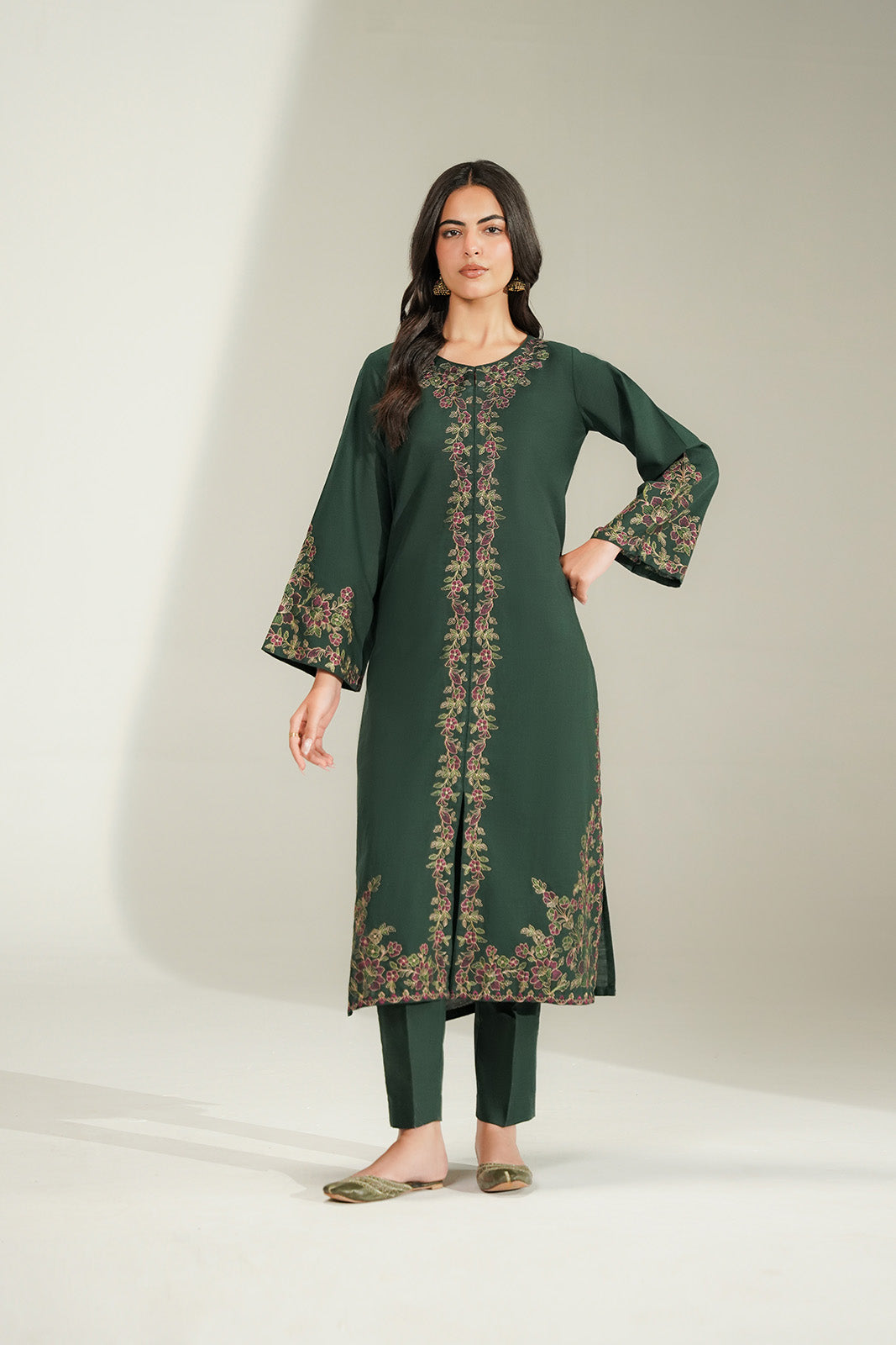 2 Piece Slub Khaddar Embroidered Suit (CS0758)