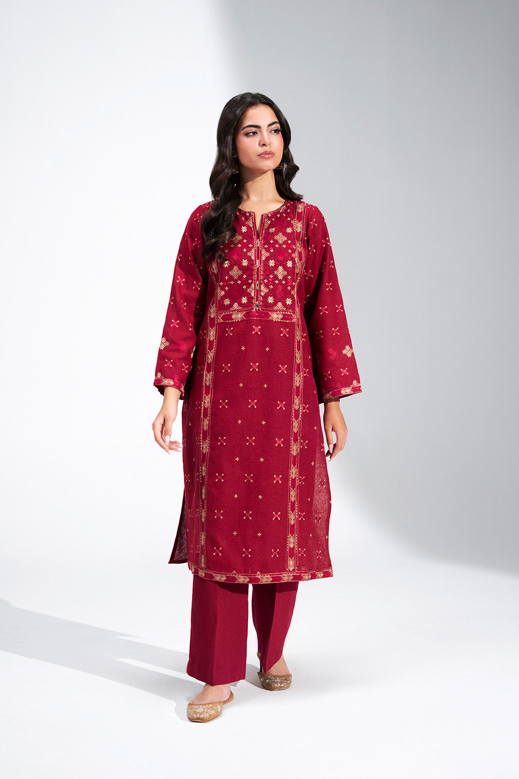 2 Piece Cotton Karandi Embroidered Suit (CS0764)