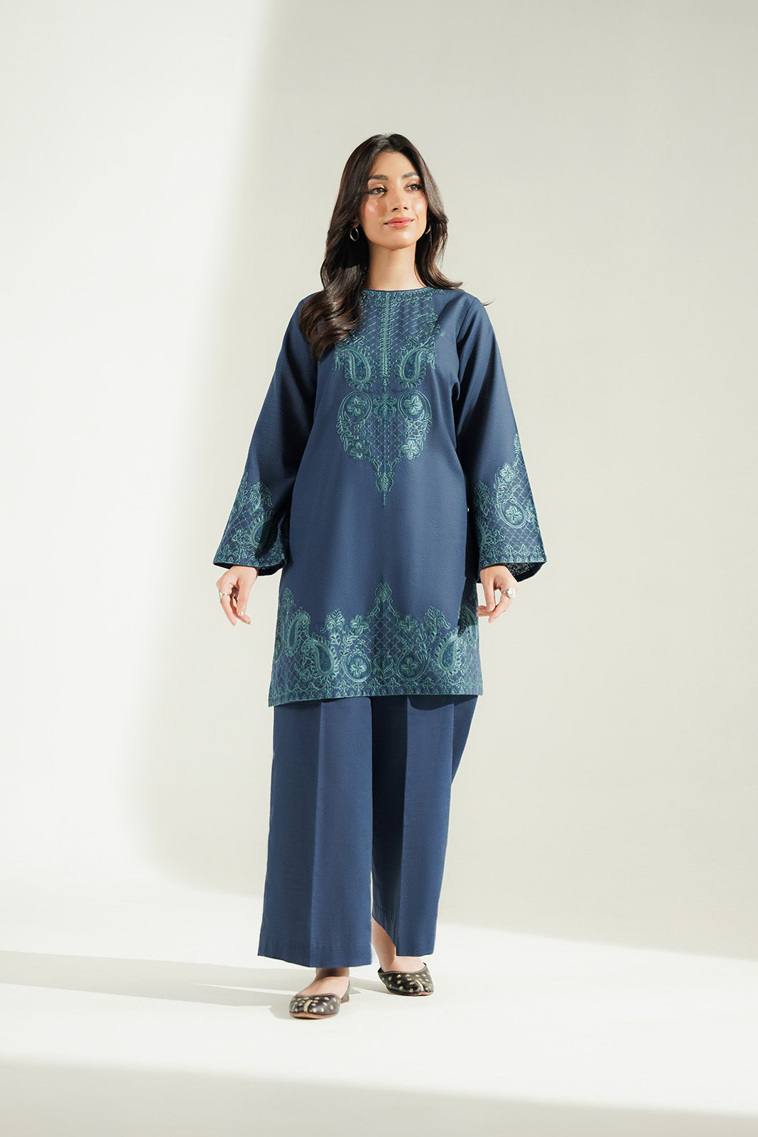 2 Piece Slub Khaddar Embroidered Suit (CS0777)