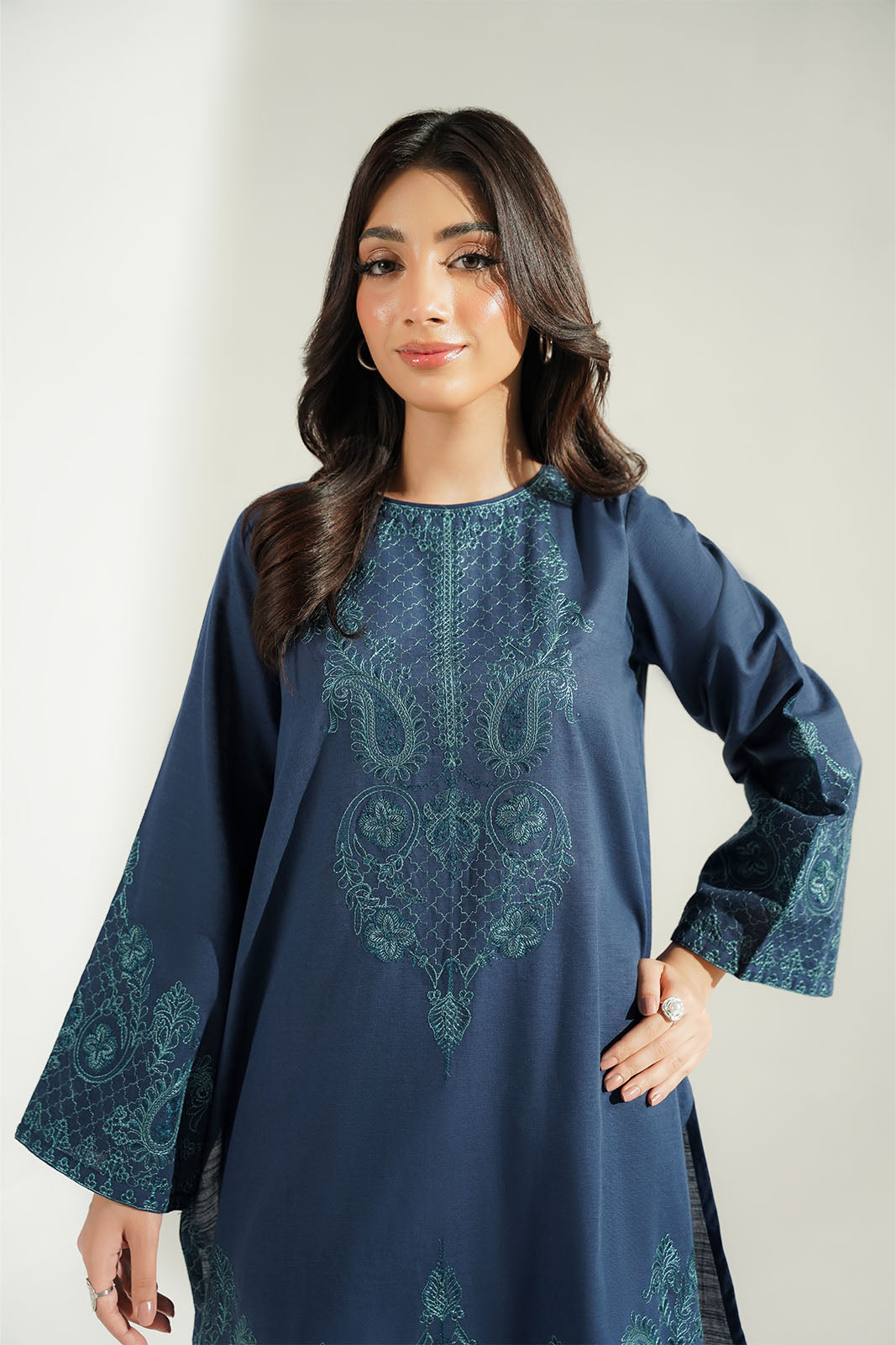 2 Piece Slub Khaddar Embroidered Suit (CS0777)