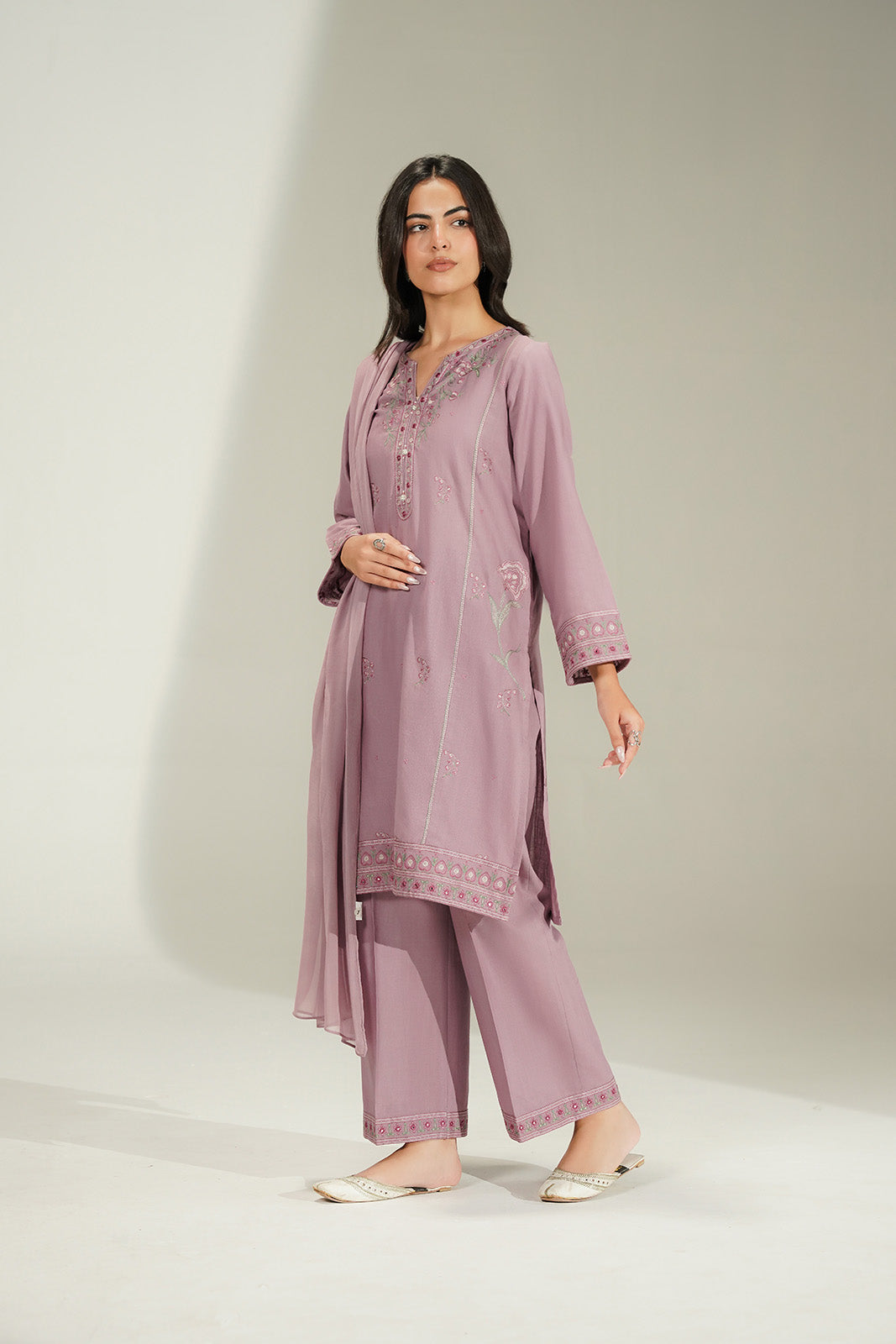 3 Piece Slub Khaddar Embroidered Suit (CS0781)