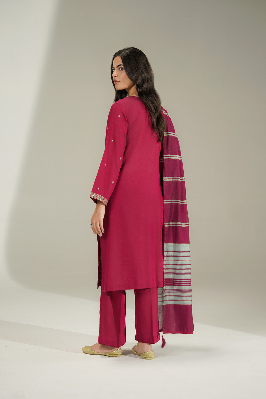 3 Piece Cotton Silk Embroidered Suit (CS0783)