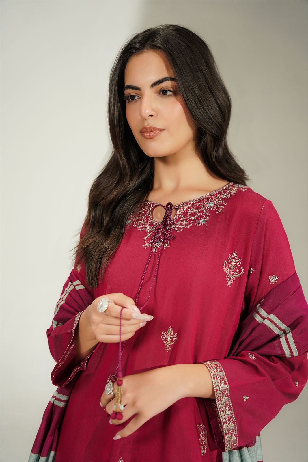 3 Piece Cotton Silk Embroidered Suit (CS0783)