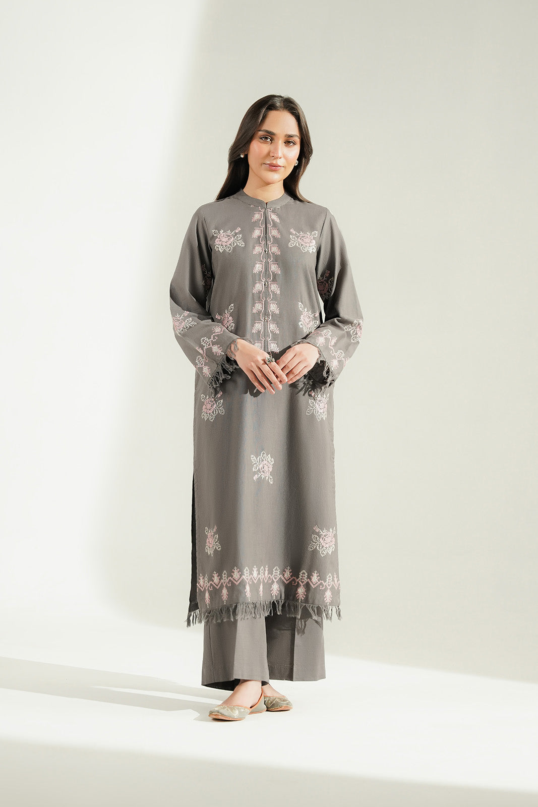 2 Piece Slub Khaddar Embroidered Suit (CS0786)