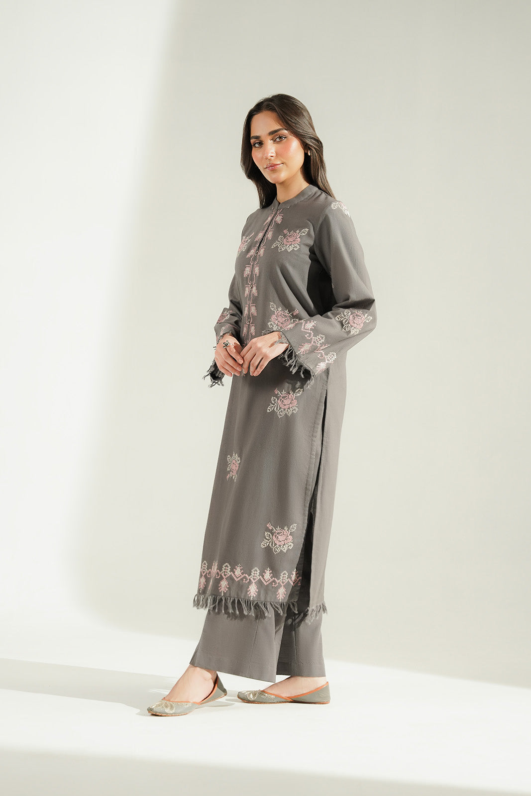 2 Piece Slub Khaddar Embroidered Suit (CS0786)
