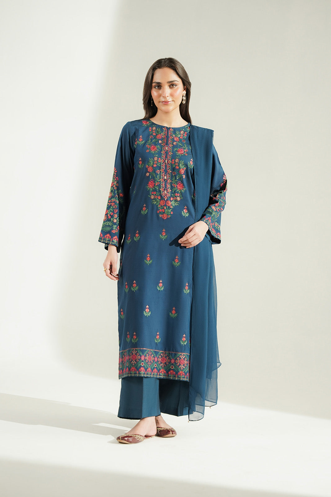 3 Piece Cotton Silk Embroidered Suit (CS0787)
