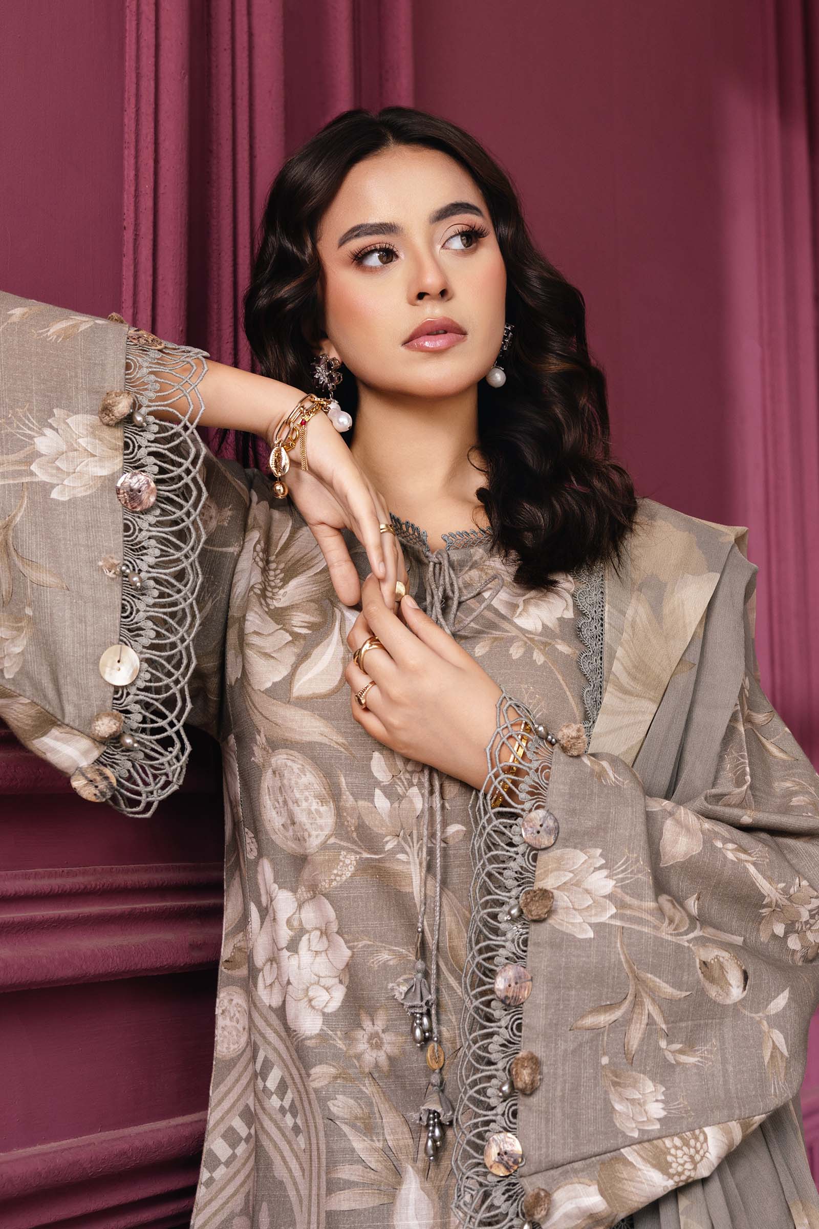 3 Pc Unstitched Printed Slub Khaddar Suit