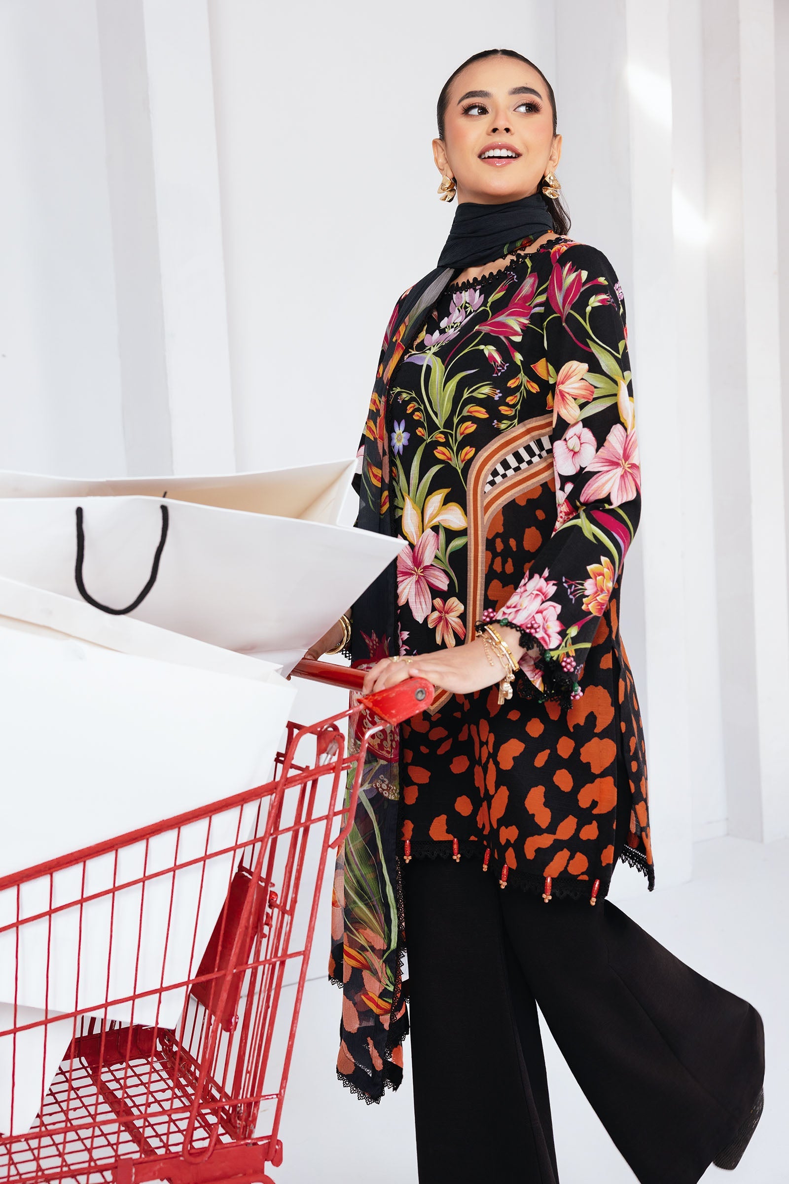 3 Pc Unstitched Printed Slub Khaddar Suit