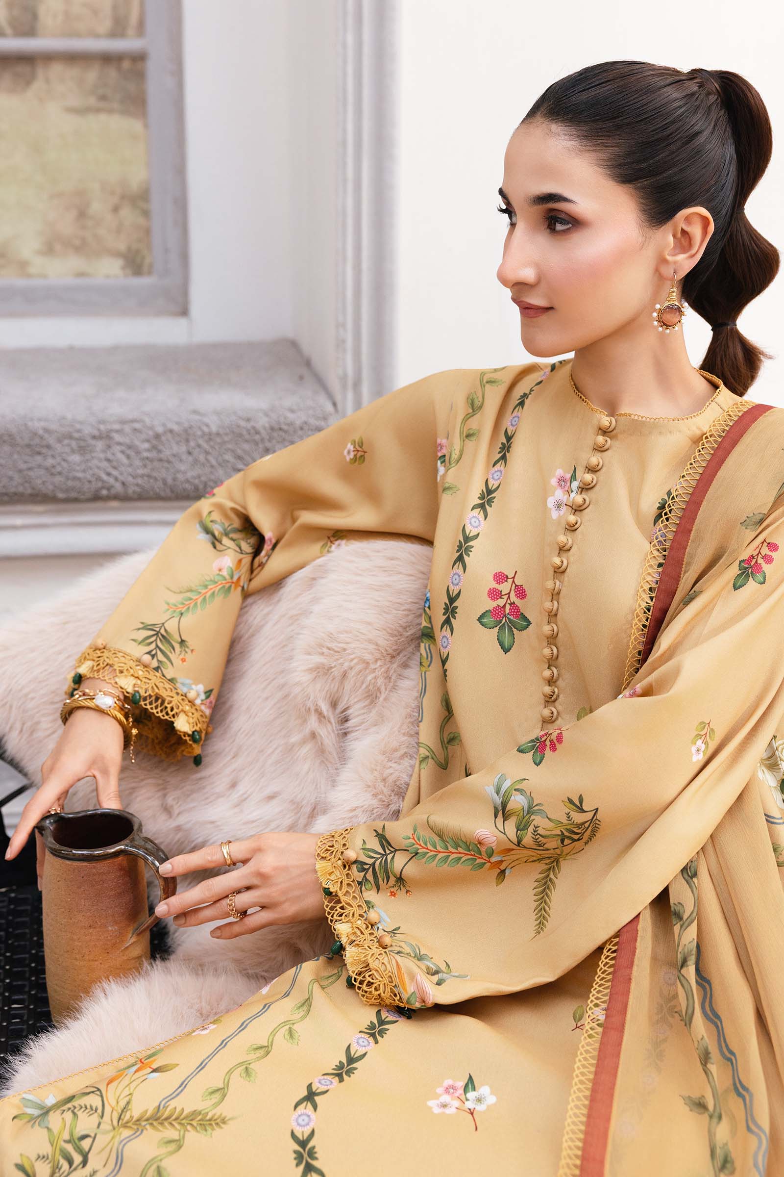 3 Pc Unstitched Printed Marina Twill Suit