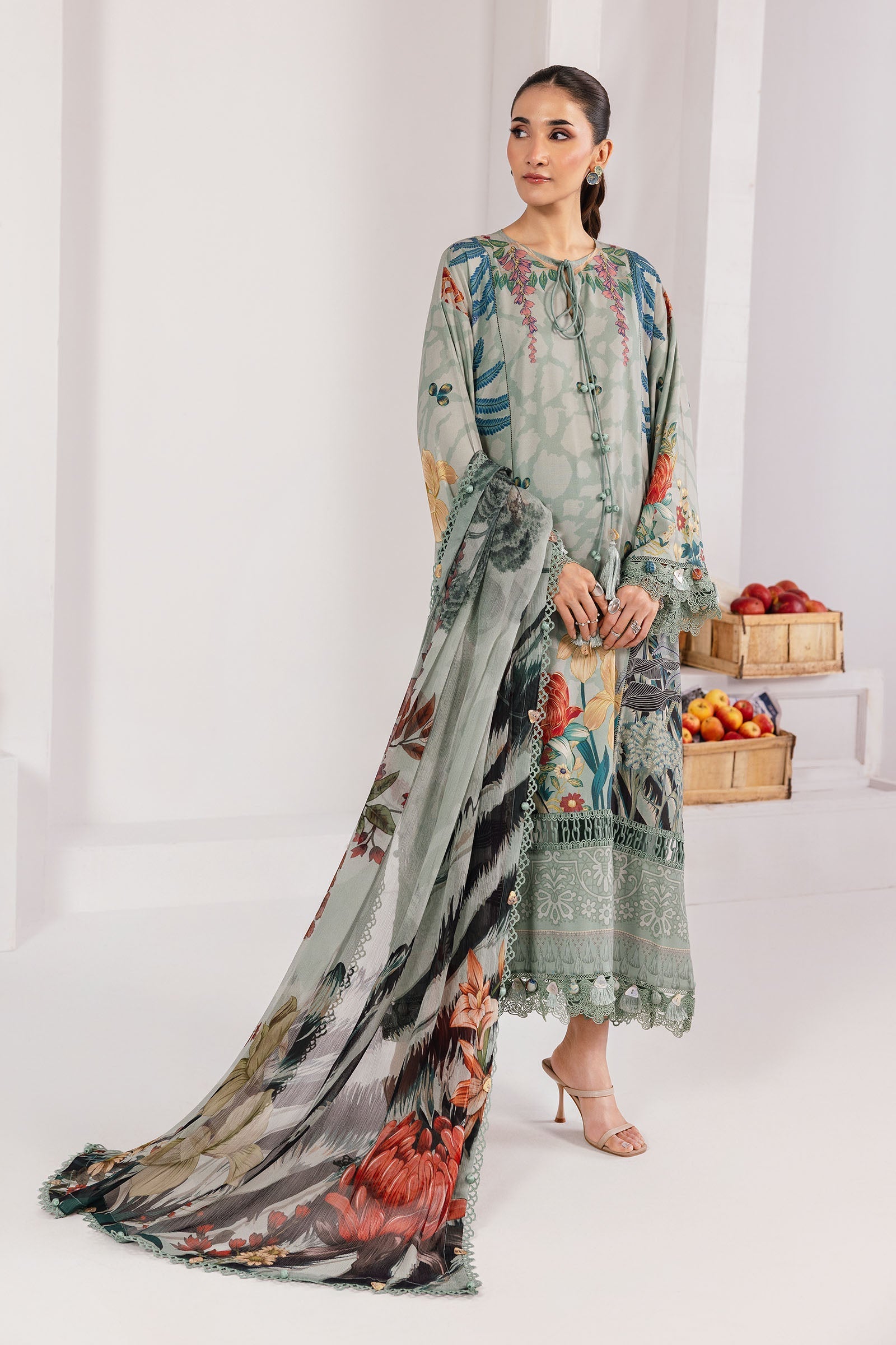 3 Pc Unstitched Printed Linen Suit