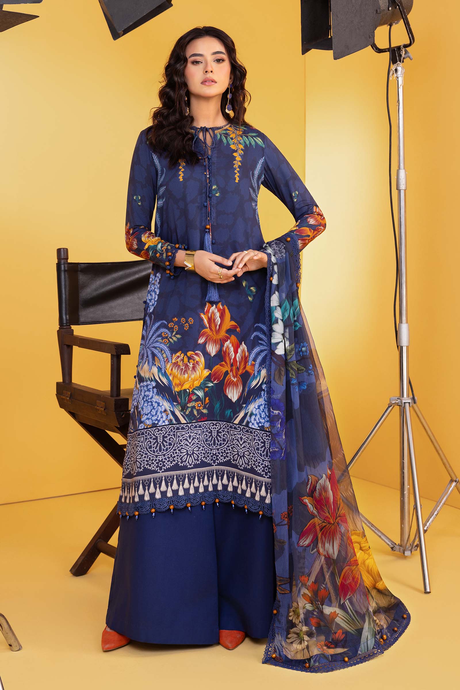 3 Pc Unstitched Printed Linen Suit