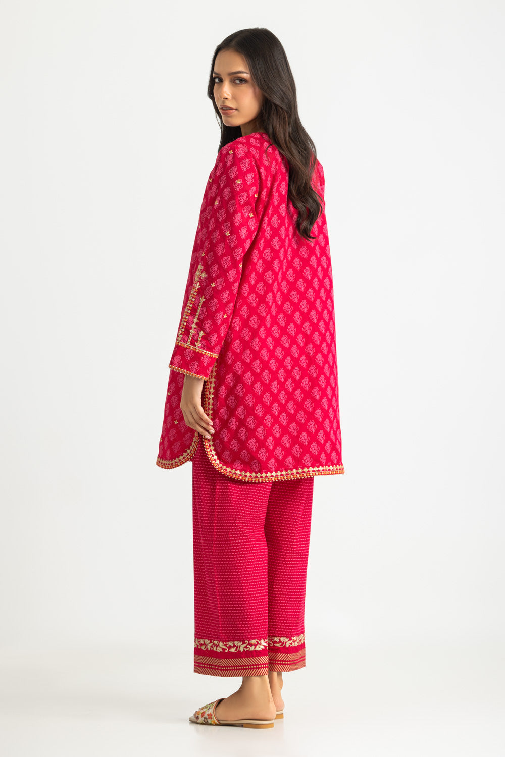 Cambric Block Printed Co-Ord Set With Embroidered