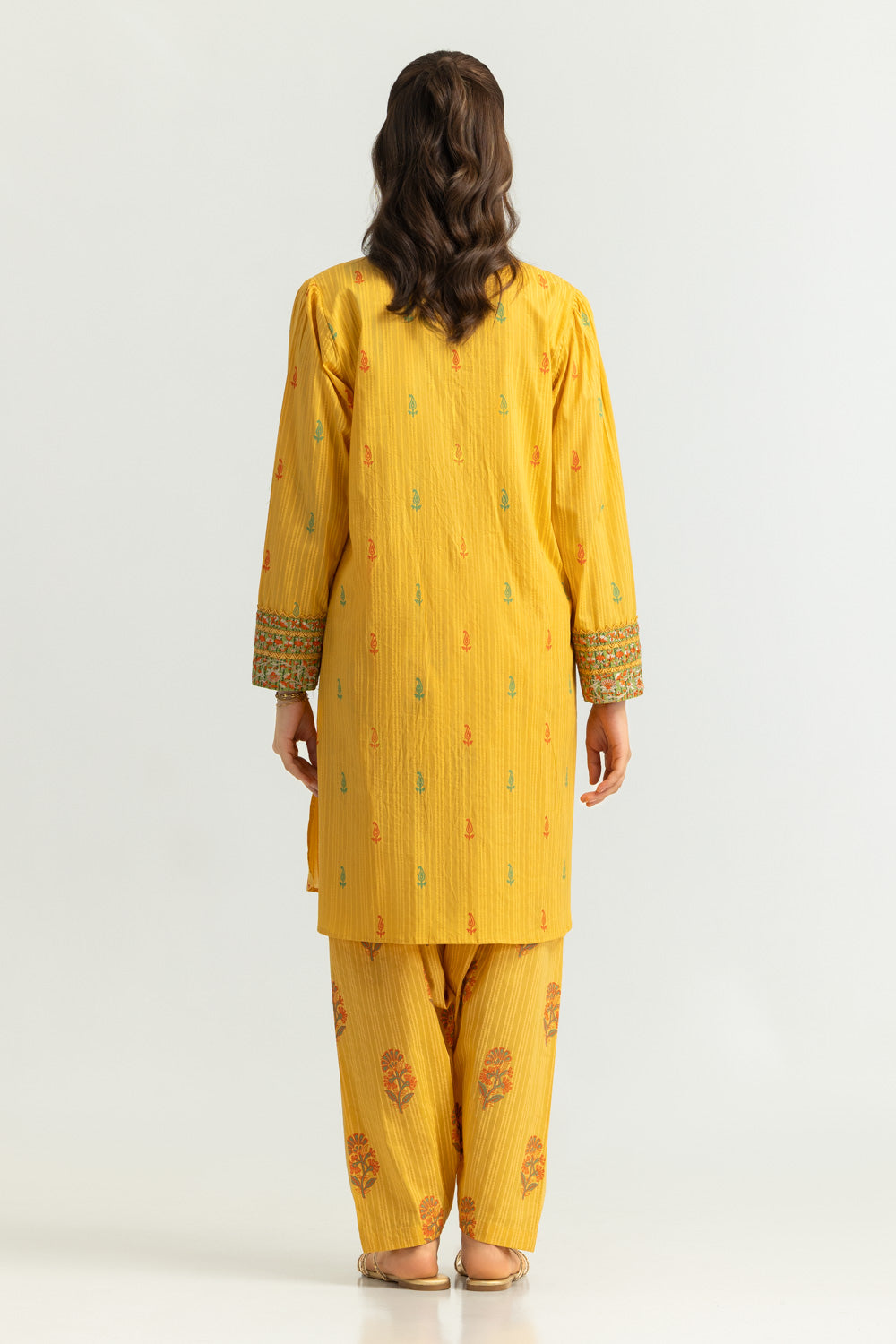 Cambric Block Printed Co-Ord Set With Embroidered