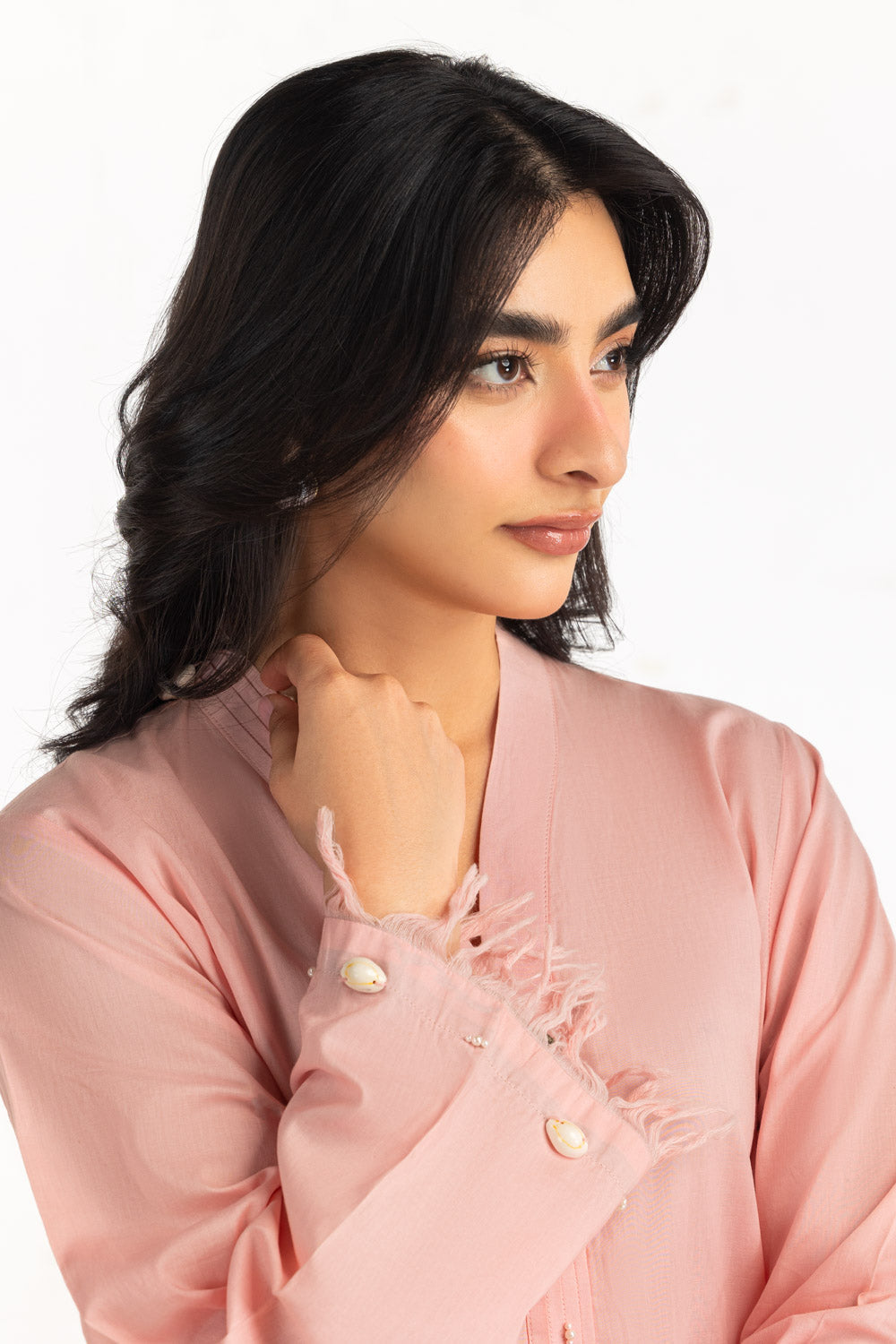 Cambric Dyed Shirt And Printed Shalwar With Embroidered