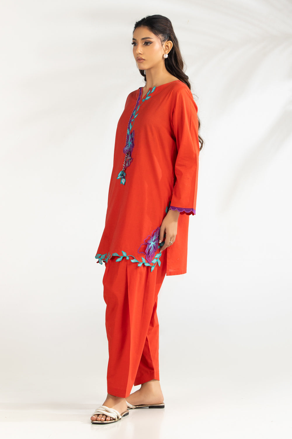 Cambric Embroidered Co-Ord Set