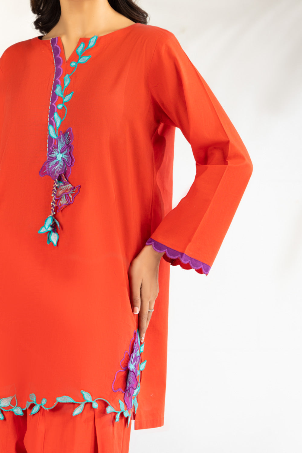 Cambric Embroidered Co-Ord Set