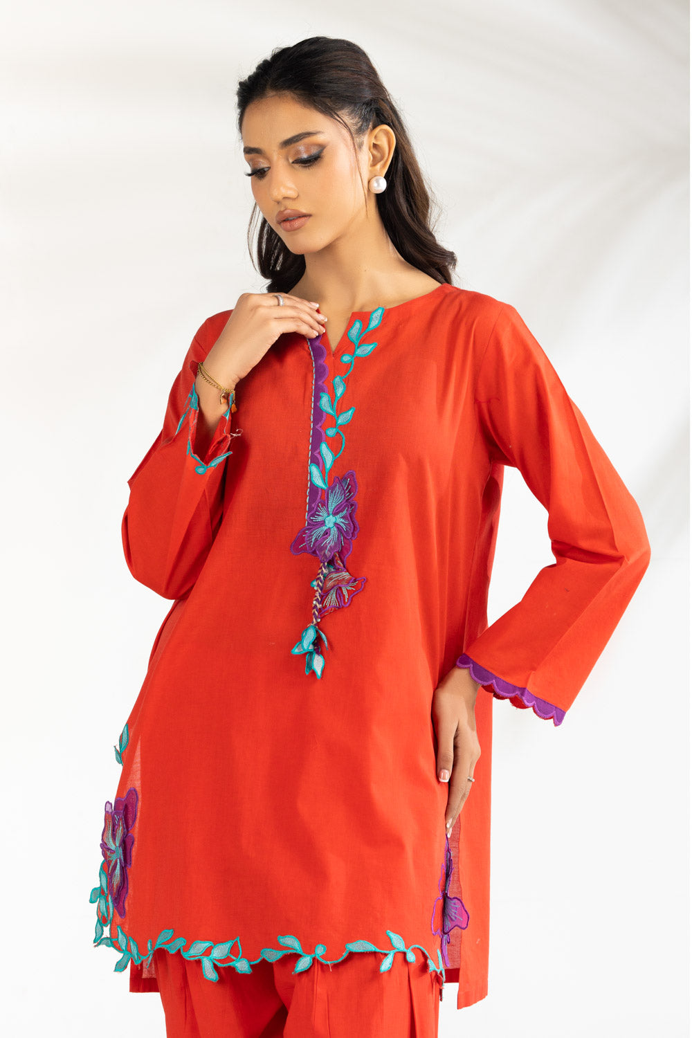 Cambric Embroidered Co-Ord Set