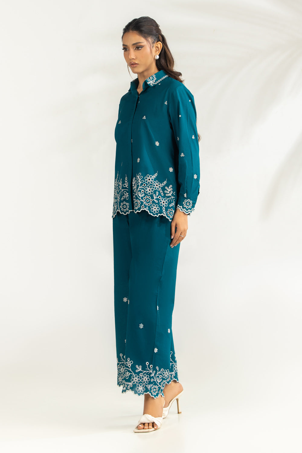 Cambric Embroidered Co-Ord Set