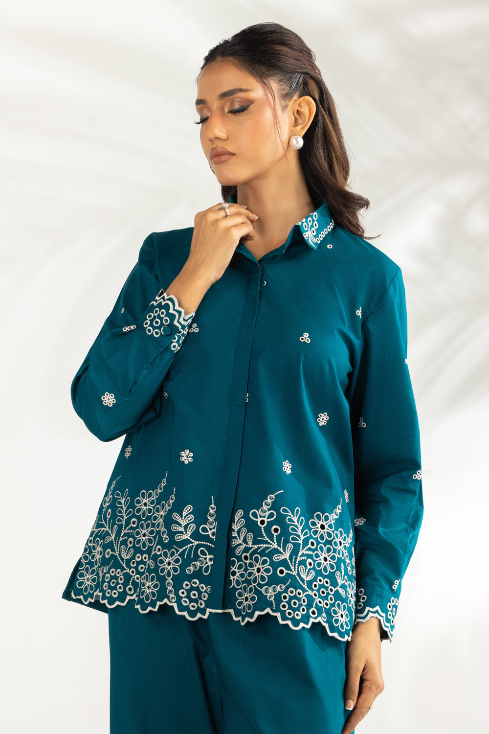 Cambric Embroidered Co-Ord Set