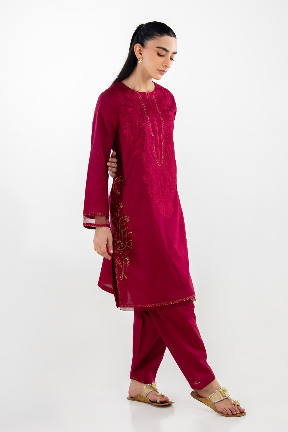 Cambric Embroidered Co-Ord Set