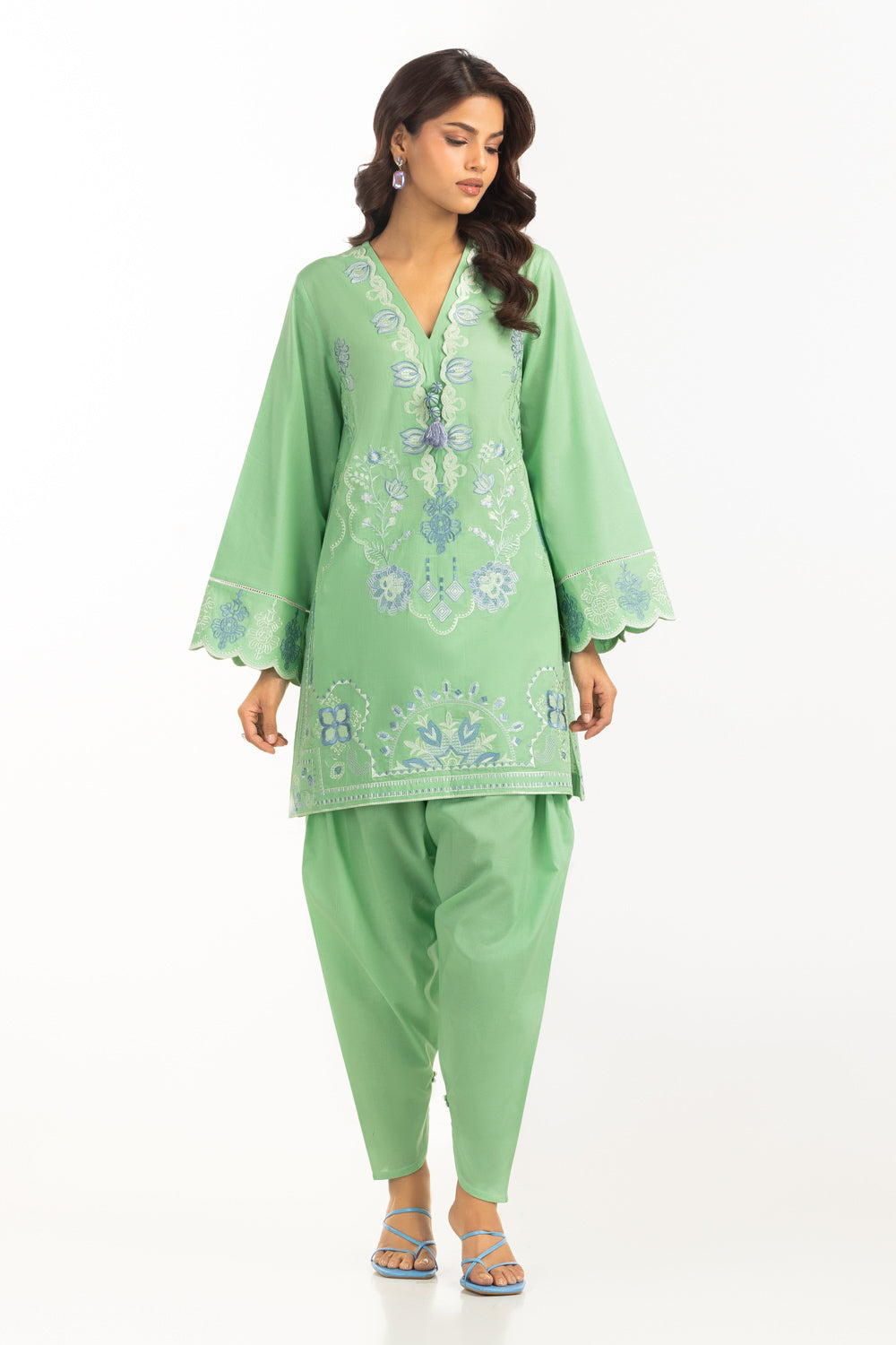 Cambric Embroidered Co-Ord Set