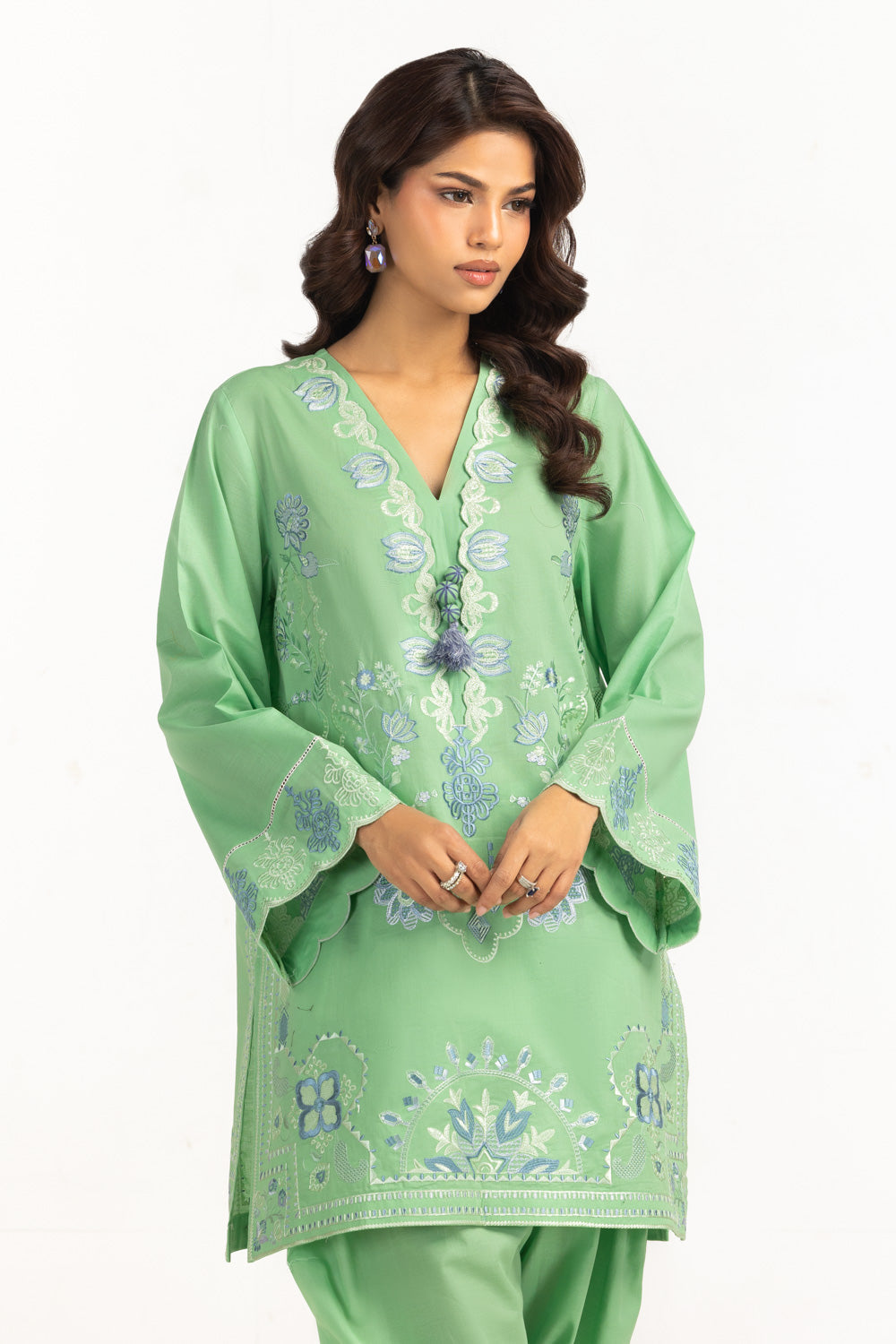 Cambric Embroidered Co-Ord Set