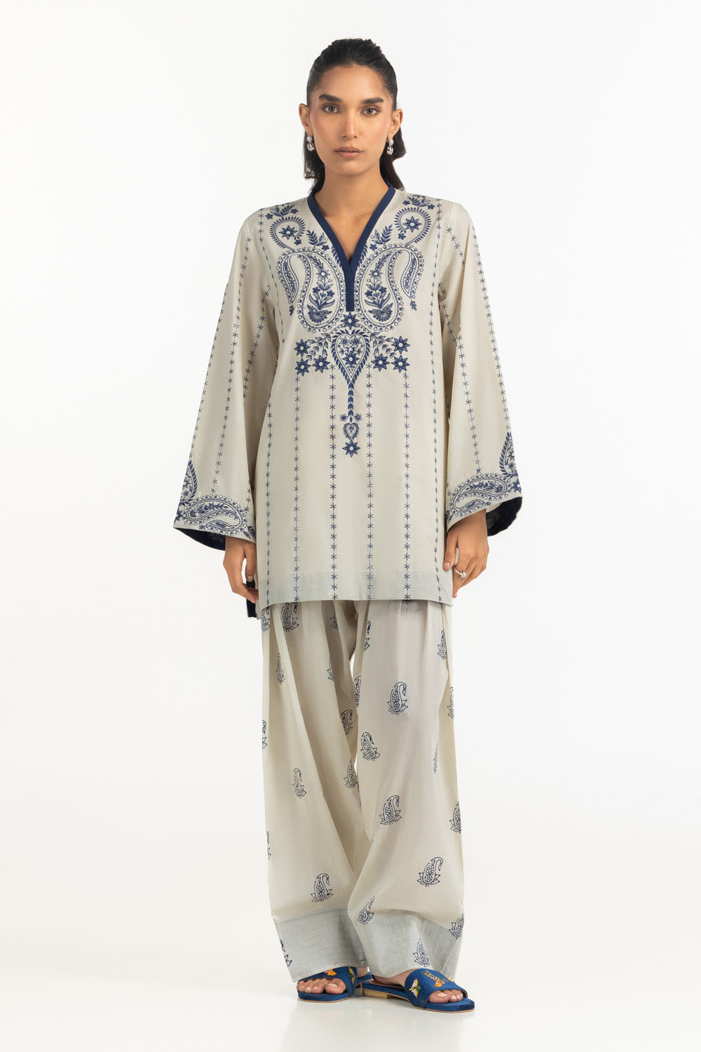 Cambric Embroidered Co-Ord Set
