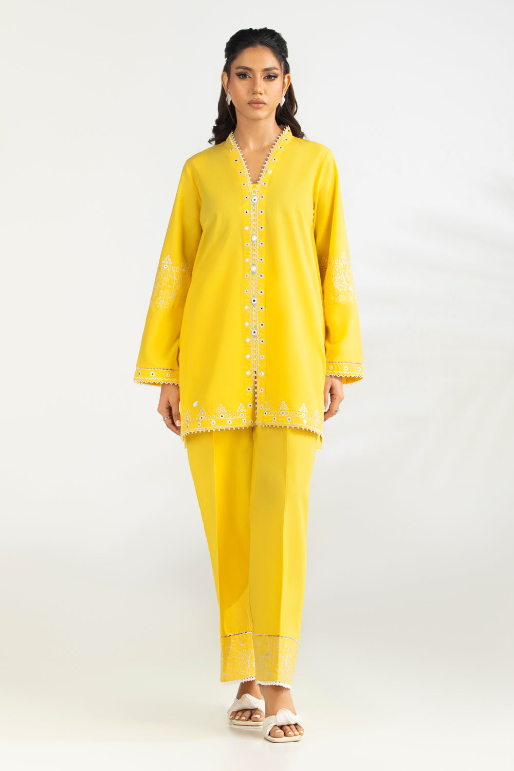 Cambric Embroidered Co-Ord Set