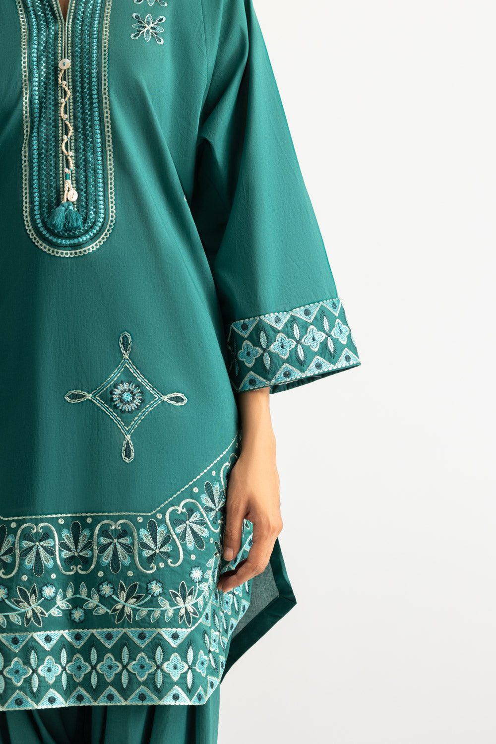 Cambric Embroidered Co-Ord Set