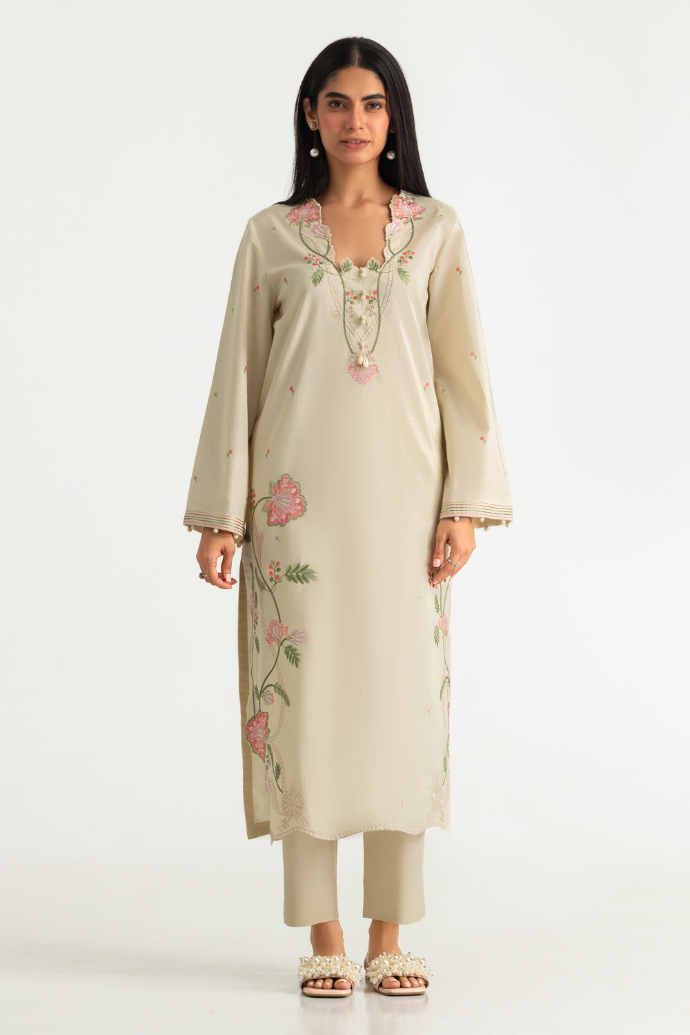 Cambric Embroidered Co-Ord Set