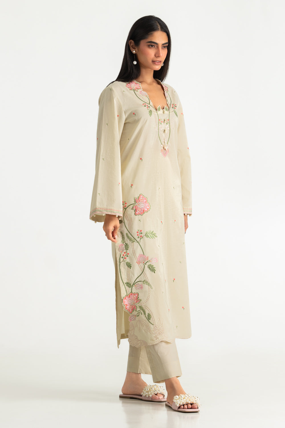 Cambric Embroidered Co-Ord Set