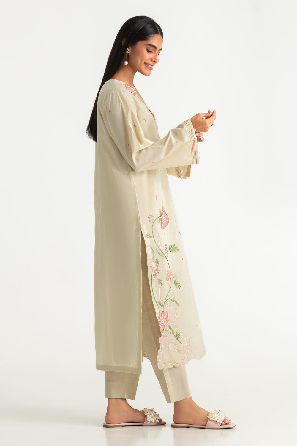 Cambric Embroidered Co-Ord Set