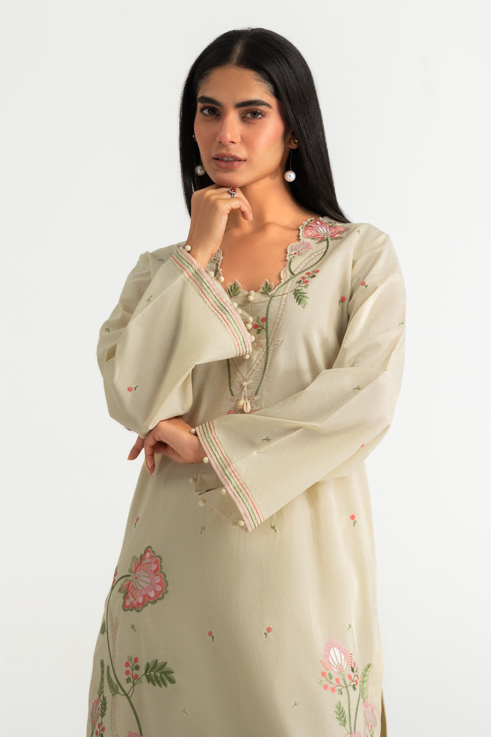 Cambric Embroidered Co-Ord Set