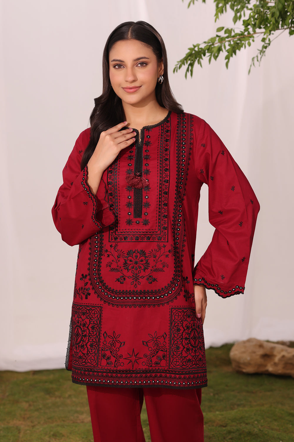 Cambric Embroidered Co-Ord Set