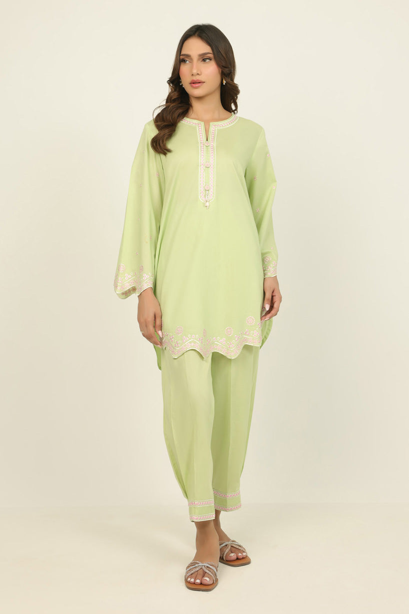 Cambric Embroidered Co-Ord Set - W-AP-26-476053