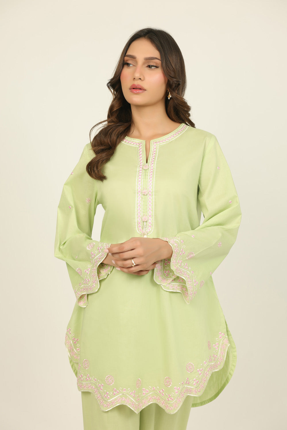 Cambric Embroidered Co-Ord Set - W-AP-26-476053
