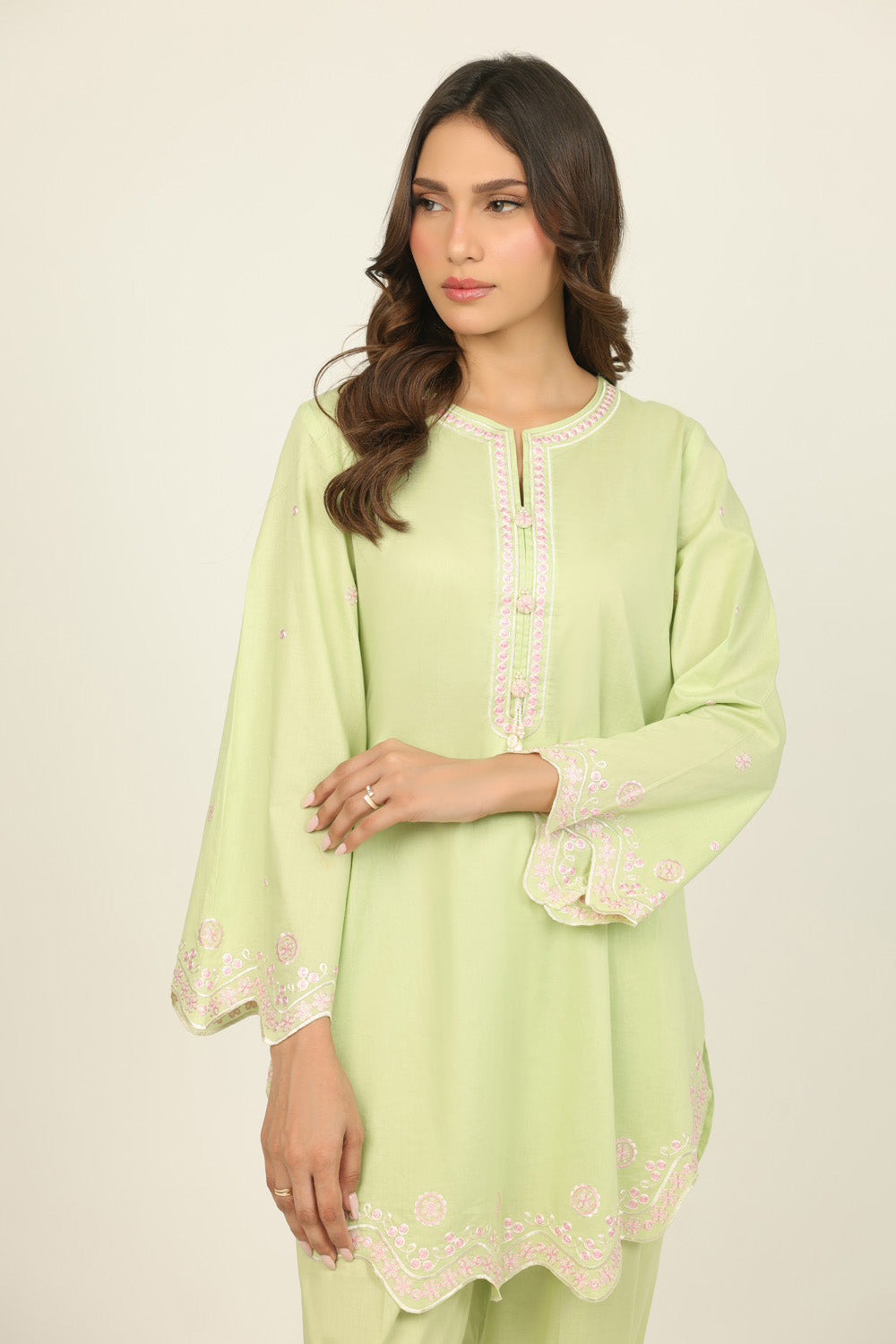 Cambric Embroidered Co-Ord Set - W-AP-26-476053