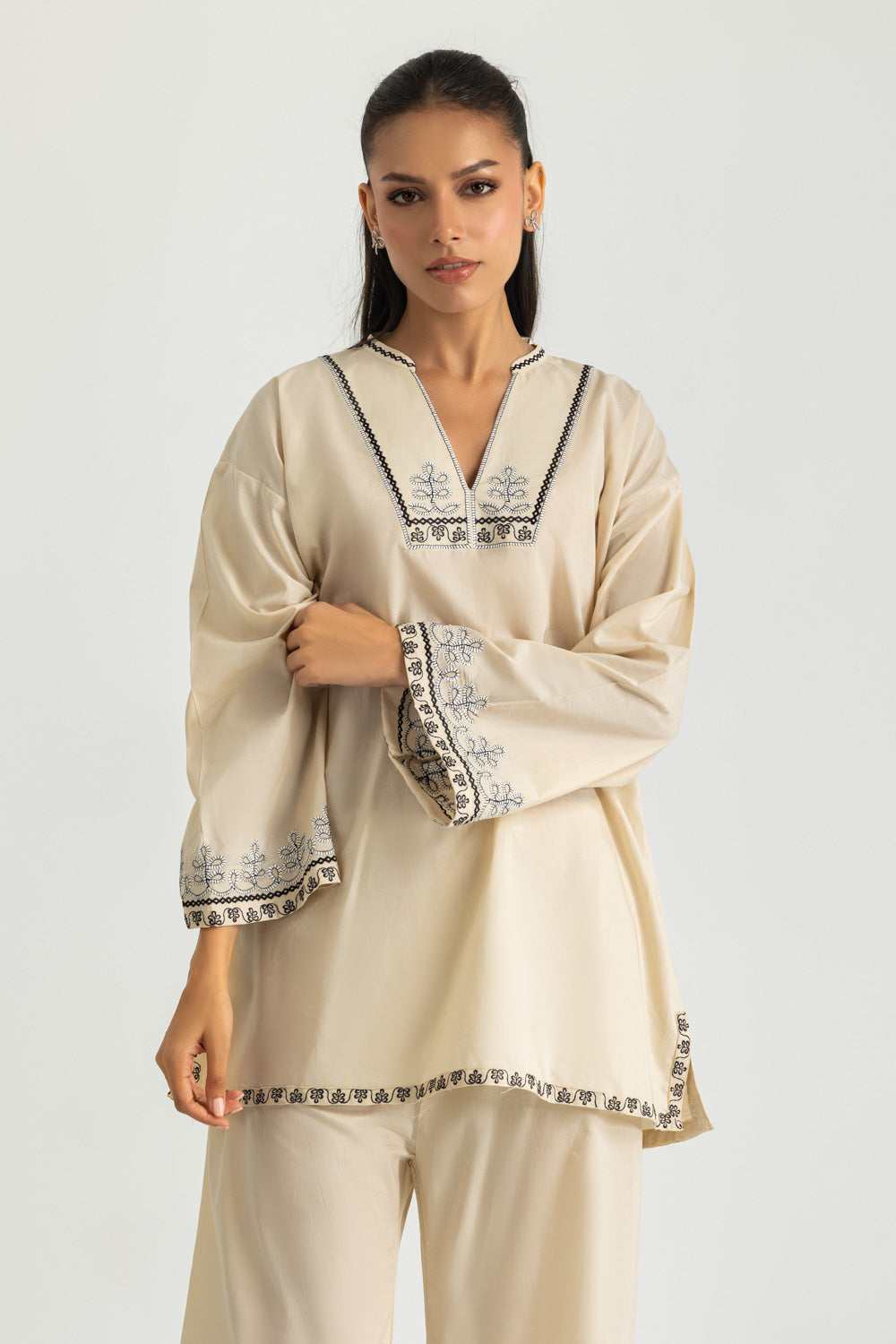 Cambric Embroidered Co-Ord Set