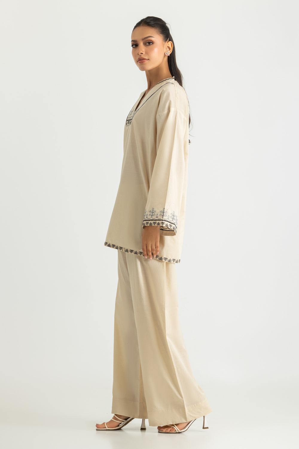 Cambric Embroidered Co-Ord Set