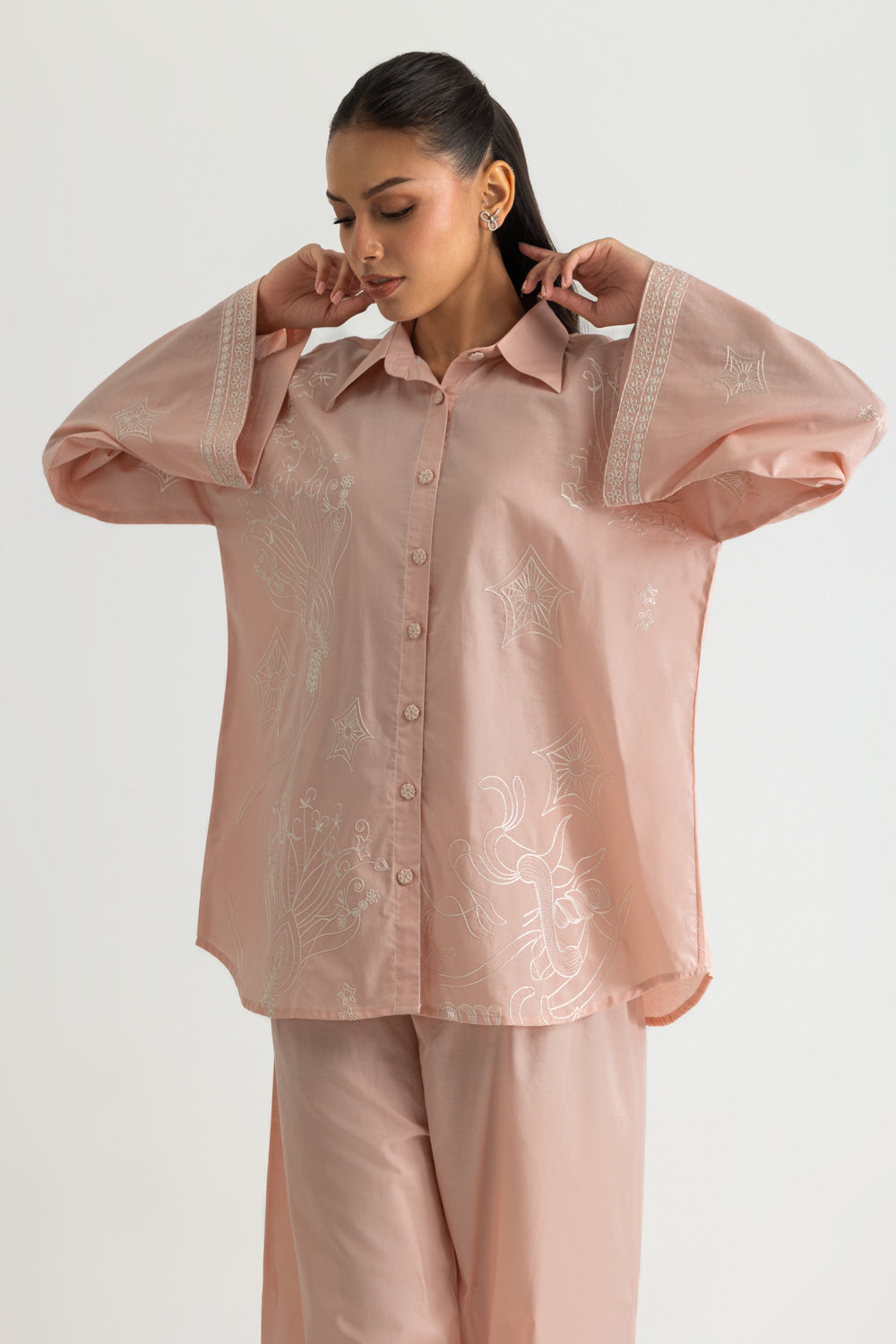 Cambric Embroidered Co-Ord Set