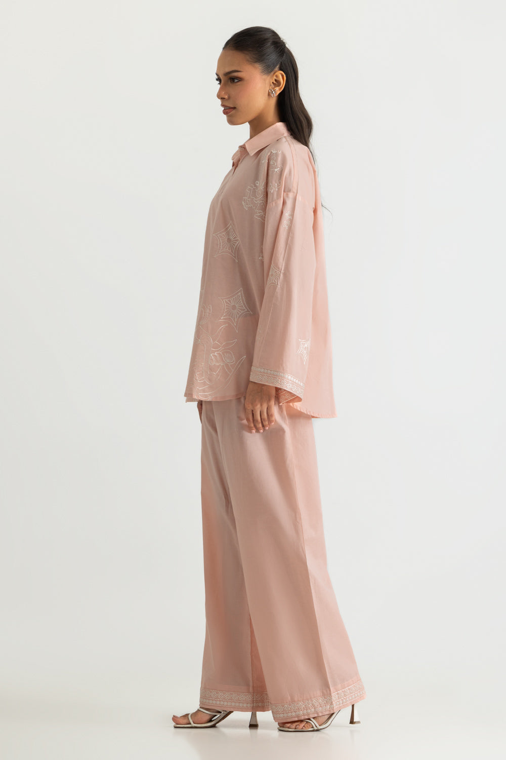 Cambric Embroidered Co-Ord Set