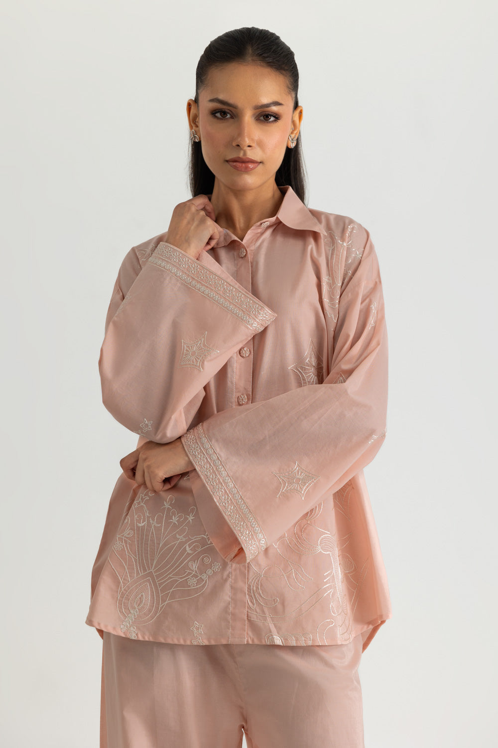 Cambric Embroidered Co-Ord Set
