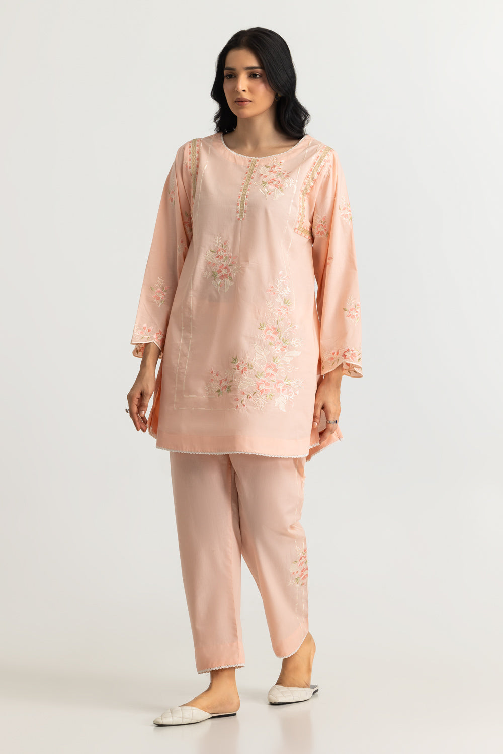 Cambric Embroidered Co-Ord Set