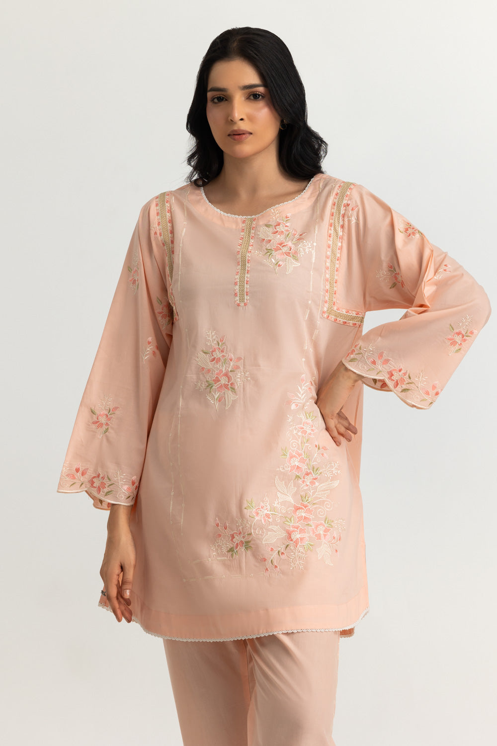 Cambric Embroidered Co-Ord Set