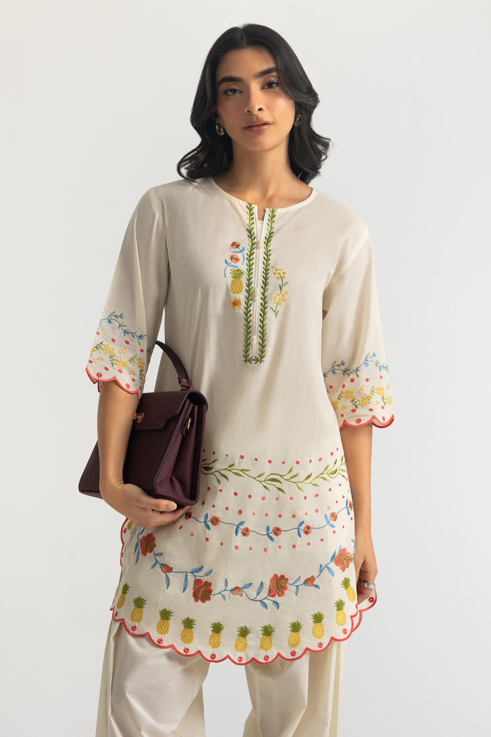 Cambric Embroidered Co-Ord Set