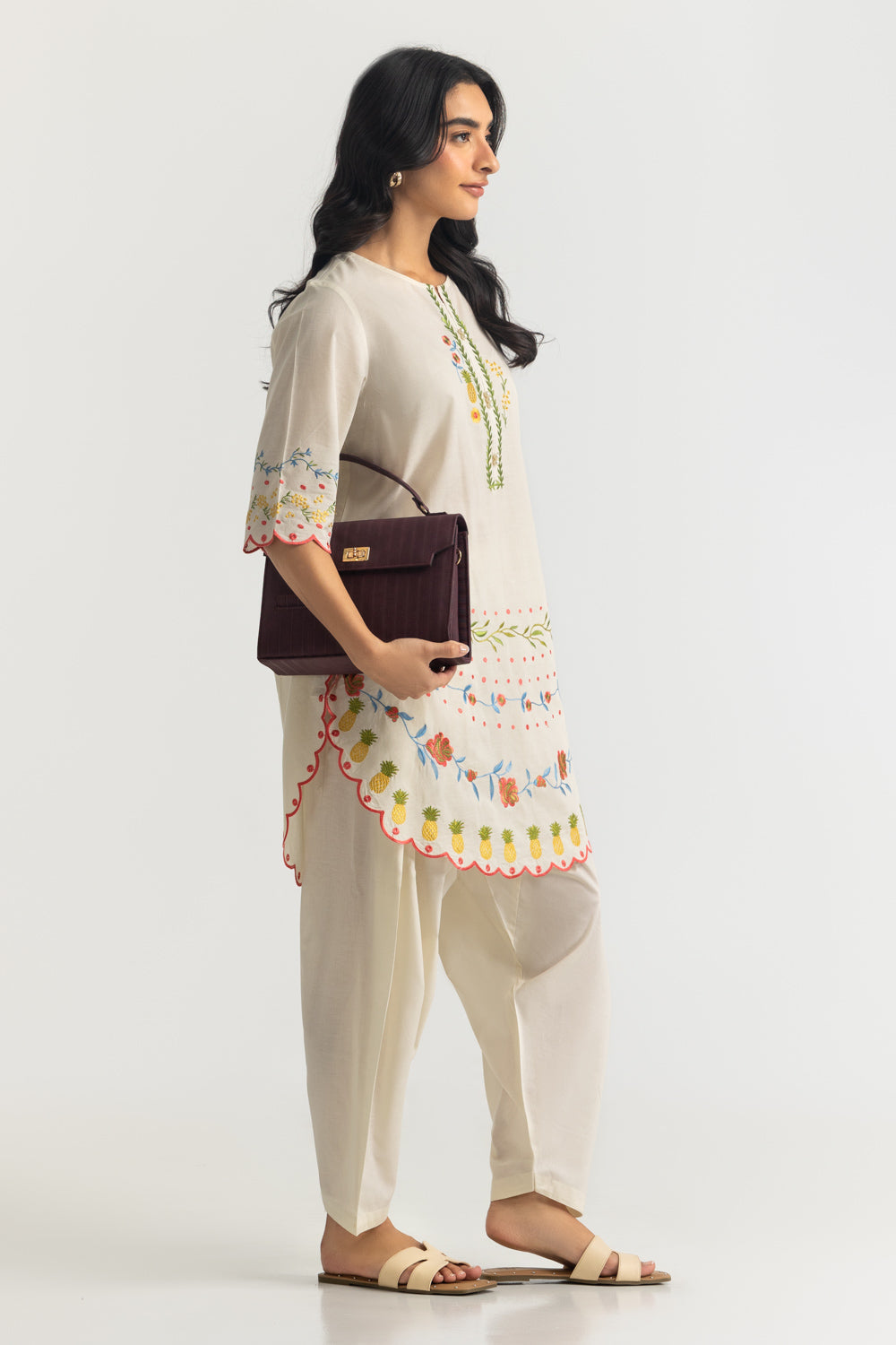 Cambric Embroidered Co-Ord Set